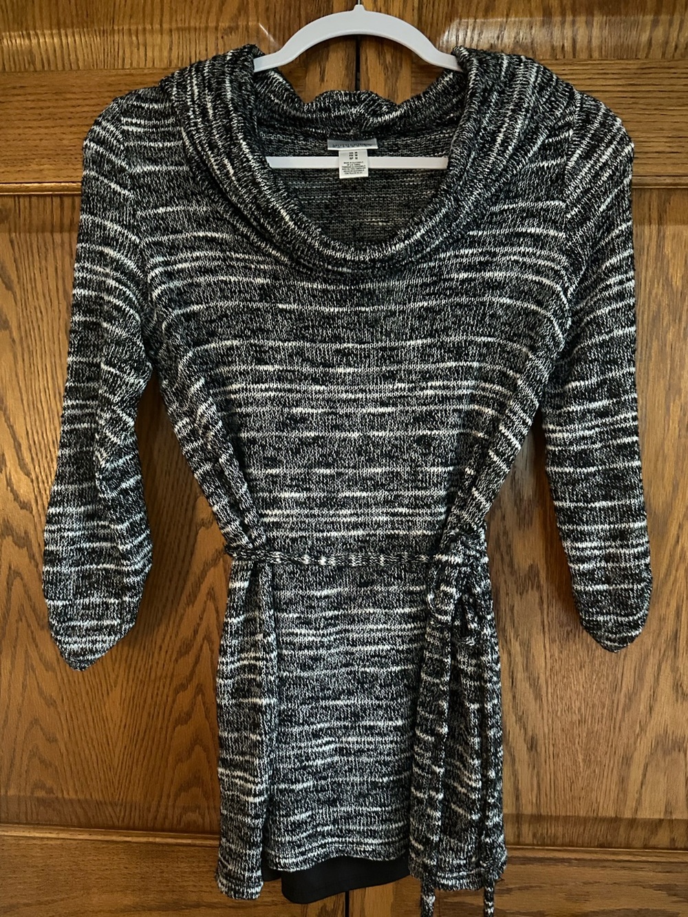 Motherhood Black & White Marled Cowl Neck Maternity Sweater Tunic
